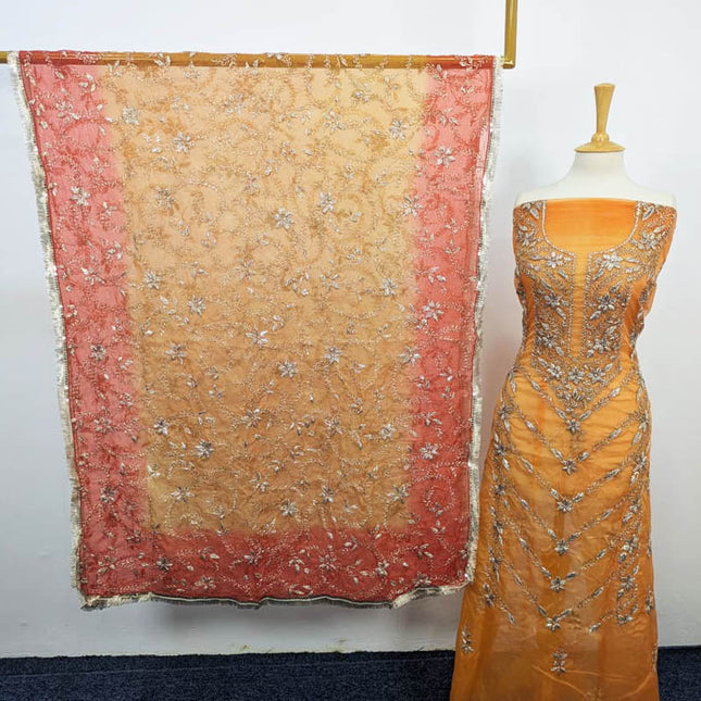 Handmade Organza Gotta Work With Tie & Dye Dupatta 2PC Unstitched