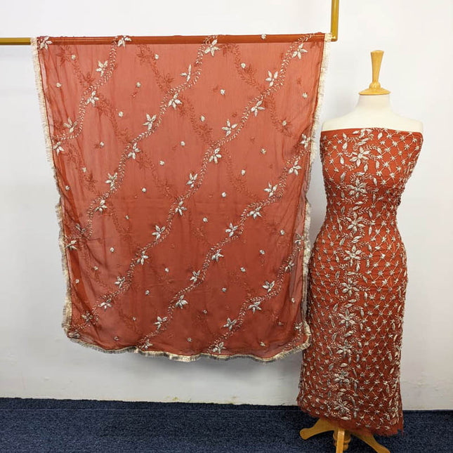 Handmade Full Jaal Gotta Work Chiffon 2PC Unstitched