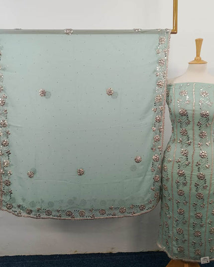 Handmade Gotta and Mukesh Work Chiffon 2PC Unstitched