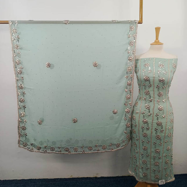 Handmade Gotta and Mukesh Work Chiffon 2PC Unstitched