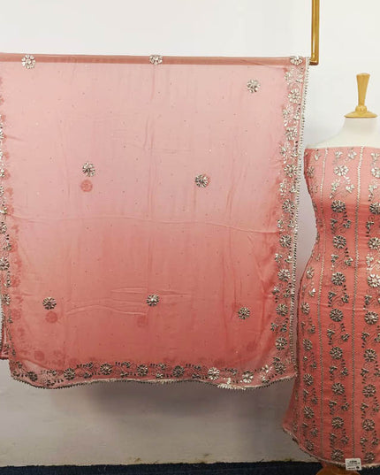 Handmade Gotta and Mukesh Work Chiffon 2PC Unstitched