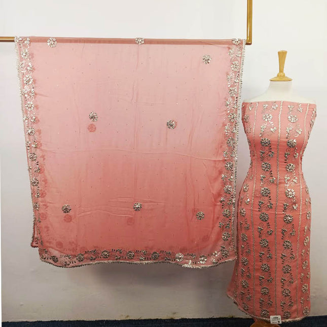 Handmade Gotta and Mukesh Work Chiffon 2PC Unstitched