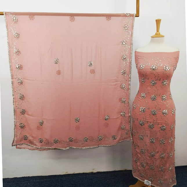 Handmade Gotta and Mukesh Work Chiffon 2PC Unstitched