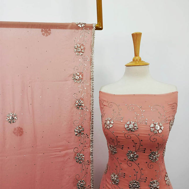 Handmade Gotta and Mukesh Work Chiffon 2PC Unstitched