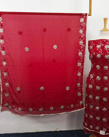 Handmade Gotta and Mukesh Work Chiffon 2PC Unstitched