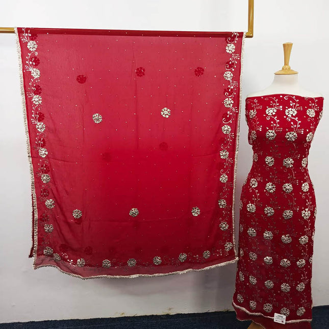 Handmade Gotta and Mukesh Work Chiffon 2PC Unstitched