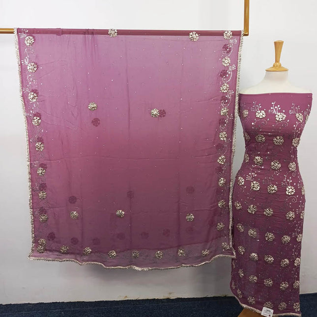 Handmade Gotta and Mukesh Work Chiffon 2PC Unstitched