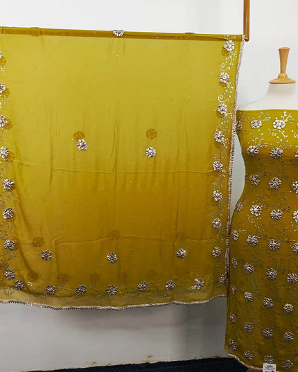 Handmade Gotta and Mukesh Work Chiffon 2PC Unstitched