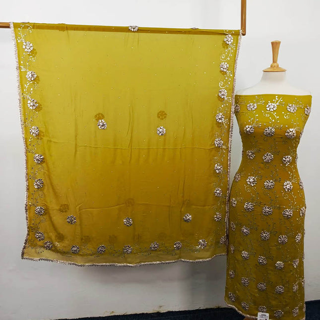 Handmade Gotta and Mukesh Work Chiffon 2PC Unstitched