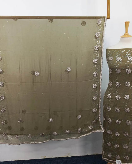 Handmade Gotta and Mukesh Work Chiffon 2PC Unstitched