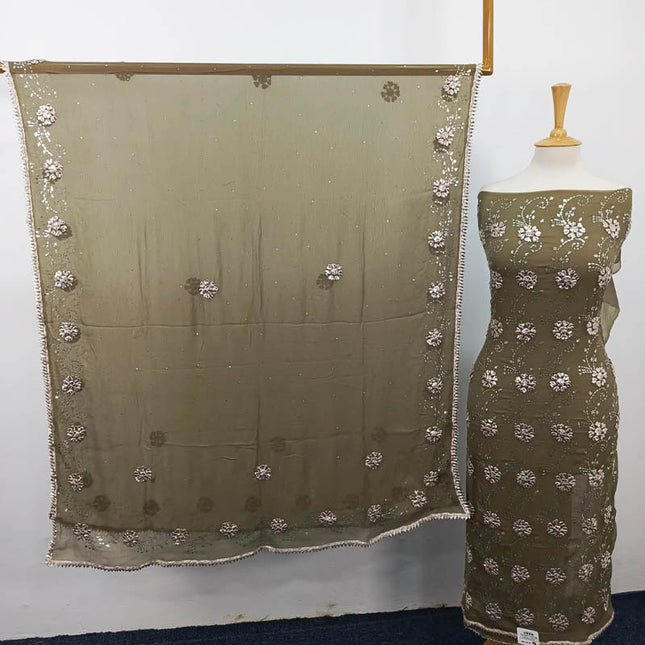 Handmade Gotta and Mukesh Work Chiffon 2PC Unstitched