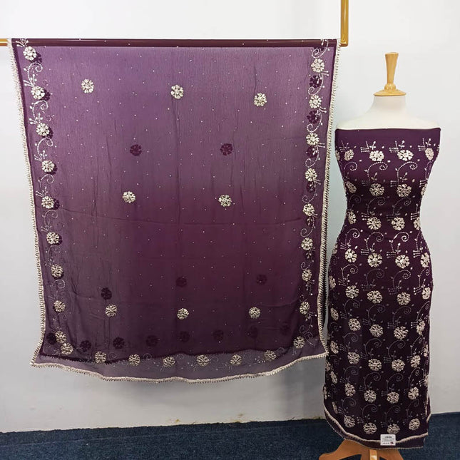 Handmade Gotta and Mukesh Work Chiffon 2PC Unstitched