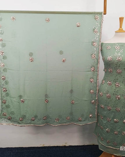 Handmade Gotta and Mukesh Work Chiffon 2PC Unstitched