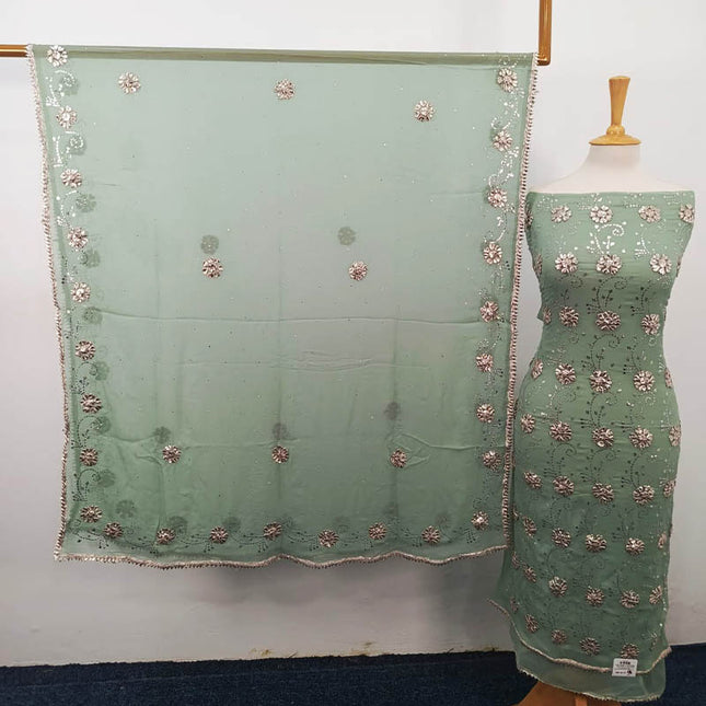 Handmade Gotta and Mukesh Work Chiffon 2PC Unstitched