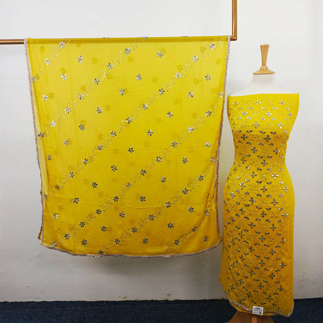 Handmade Gotta and Mukesh Work Chiffon 2PC Unstitched