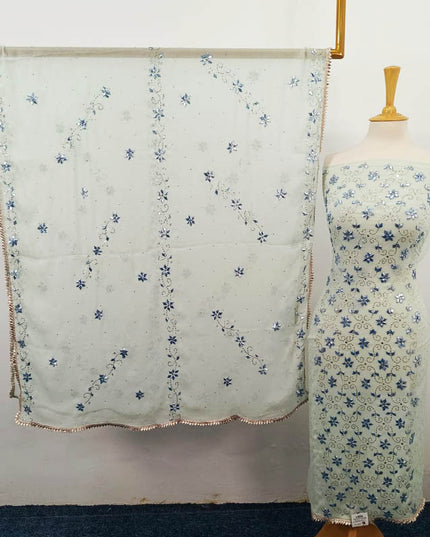 Handmade Gotta and Mukesh Work Chiffon 2PC Unstitched