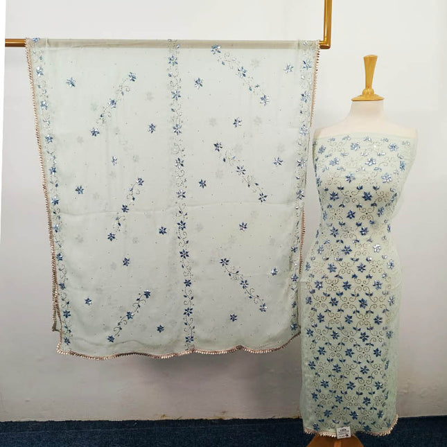 Handmade Gotta and Mukesh Work Chiffon 2PC Unstitched