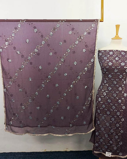 Handmade Gotta and Mukesh Work Chiffon 2PC Unstitched