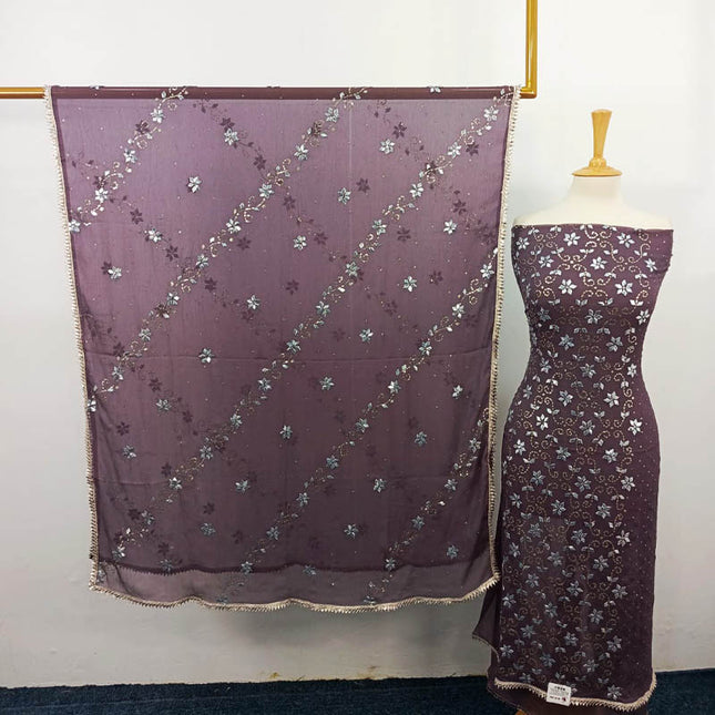 Handmade Gotta and Mukesh Work Chiffon 2PC Unstitched