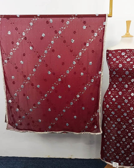 Handmade Gotta and Mukesh Work Chiffon 2PC Unstitched