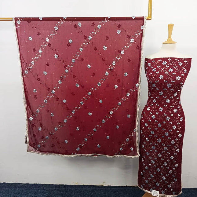 Handmade Gotta and Mukesh Work Chiffon 2PC Unstitched
