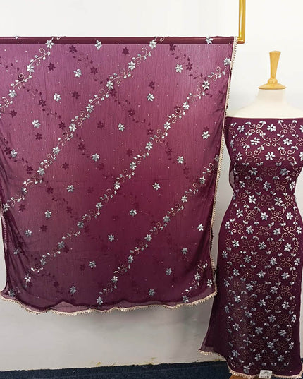 Handmade Gotta and Mukesh Work Chiffon 2PC Unstitched