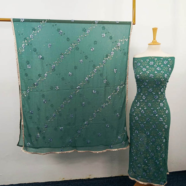 Handmade Gotta and Mukesh Work Chiffon 2PC Unstitched