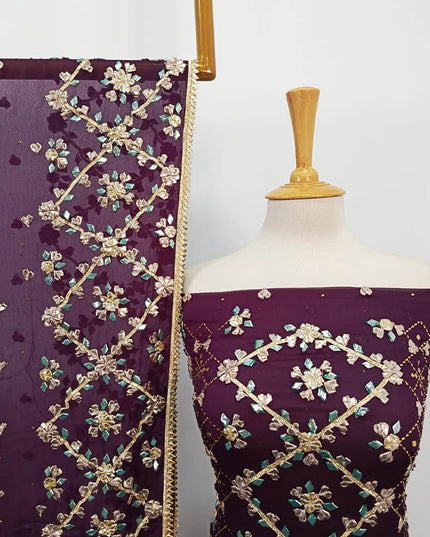 Handmade Gotta and Mukesh Work Chiffon 2PC Unstitched