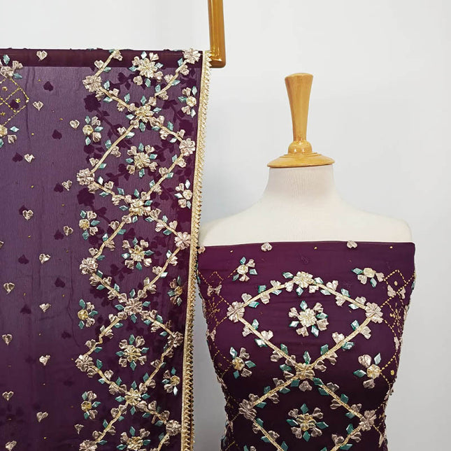 Handmade Gotta and Mukesh Work Chiffon 2PC Unstitched