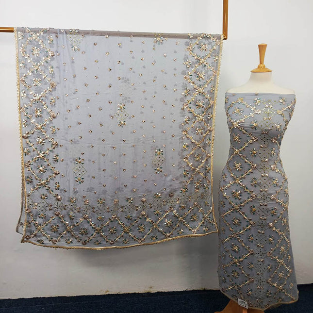 Handmade Gotta and Mukesh Work Chiffon 2PC Unstitched