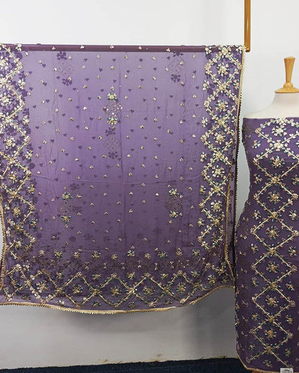 Handmade Gotta and Mukesh Work Chiffon 2PC Unstitched