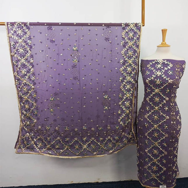 Handmade Gotta and Mukesh Work Chiffon 2PC Unstitched