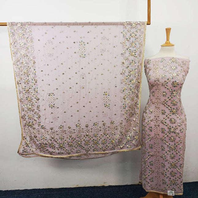 Handmade Gotta and Mukesh Work Chiffon 2PC Unstitched