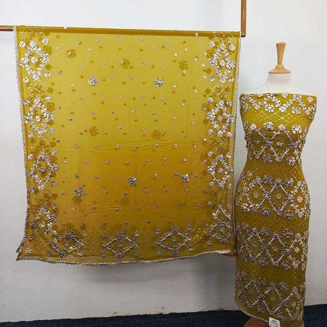 Handmade Gotta and Mukesh Work Chiffon 2PC Unstitched