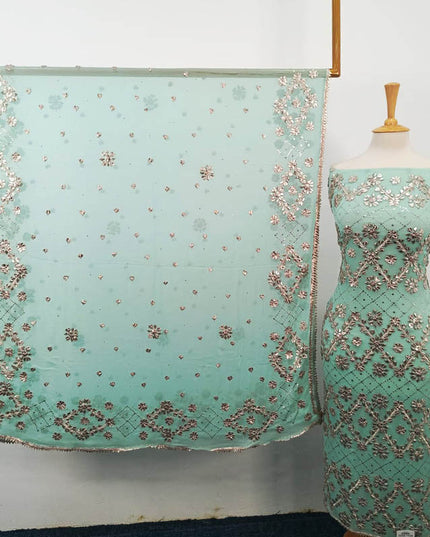 Handmade Gotta and Mukesh Work Chiffon 2PC Unstitched