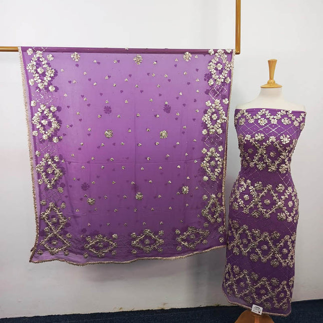 Handmade Gotta and Mukesh Work Chiffon 2PC Unstitched