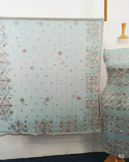 Handmade Gotta and Mukesh Work Chiffon 2PC Unstitched