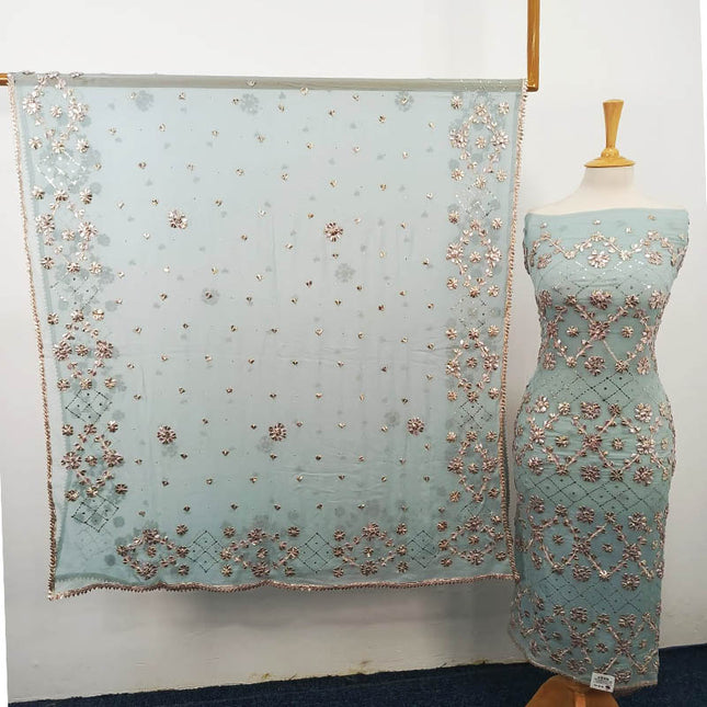 Handmade Gotta and Mukesh Work Chiffon 2PC Unstitched