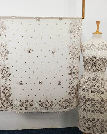 Multi Colour Gotta And Mukesh Work Chiffon 2PC Unstitched