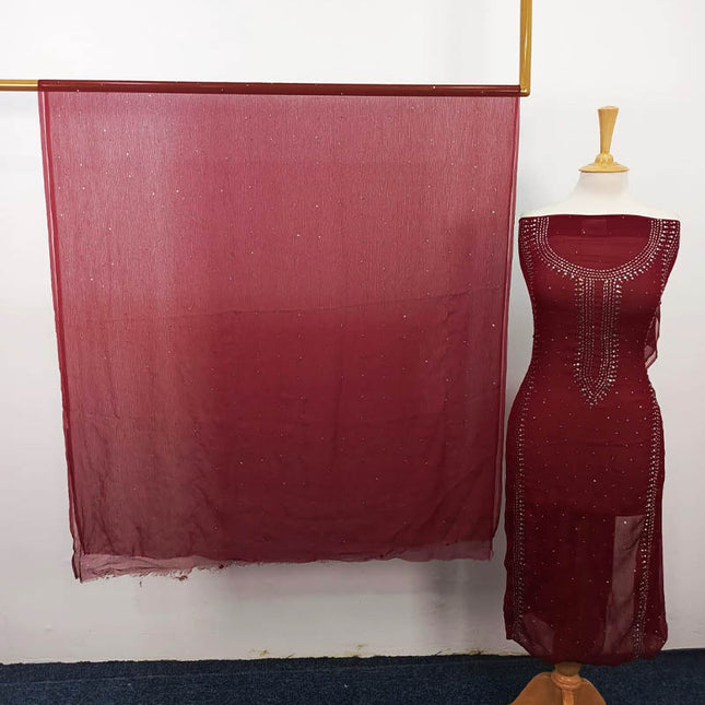 Handmade Mukesh Work Chiffon 2PC Unstitched