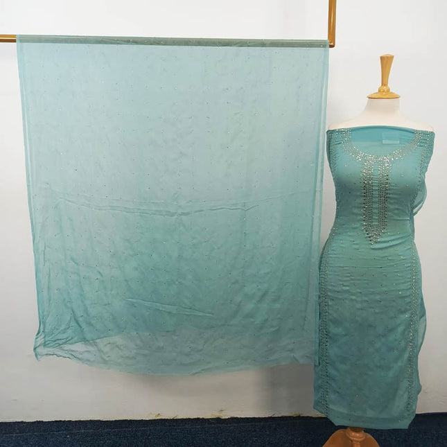 Handmade Mukesh Work Chiffon 2PC Unstitched