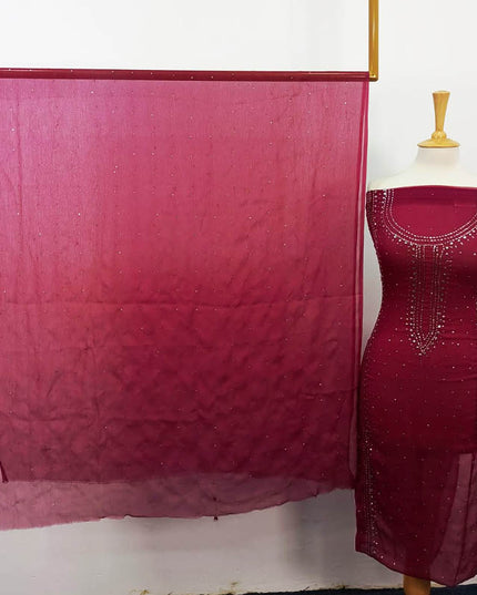 Handmade Mukesh Work Chiffon 2PC Unstitched