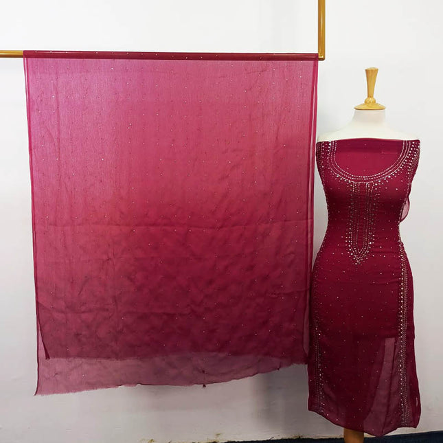 Handmade Mukesh Work Chiffon 2PC Unstitched