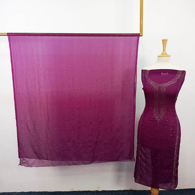 Handmade Mukesh Work Chiffon 2PC Unstitched