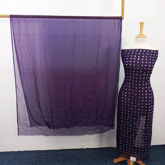 Handmade Mukesh Work Chiffon 2PC Unstitched