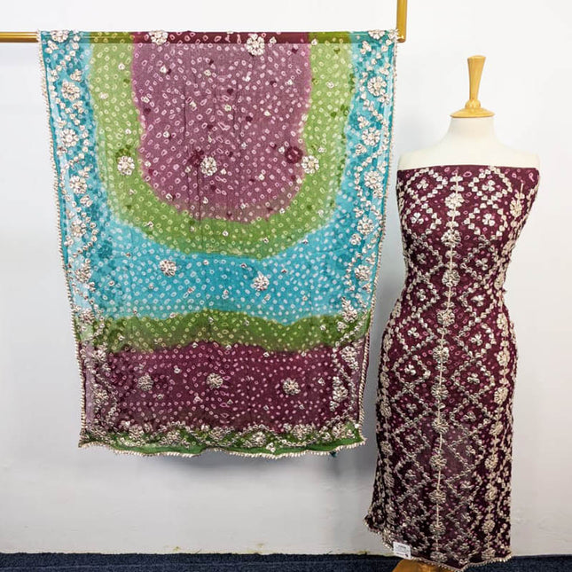 Bamber Chiffon With Chunnri And Gotta Work 2PC Unstitched