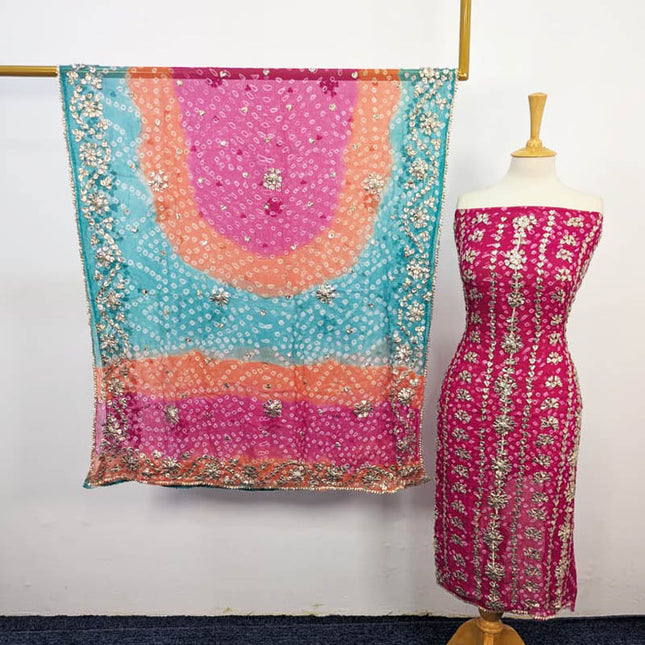 Bamber Chiffon With Chunnri And Gotta Work 2PC Unstitched