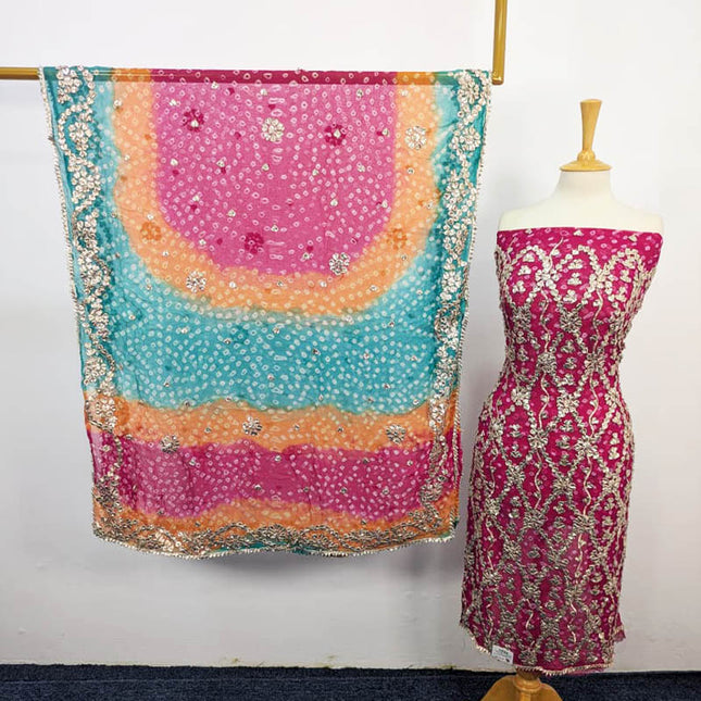 Bamber Chiffon With Chunnri And Gotta Work 2PC Unstitched