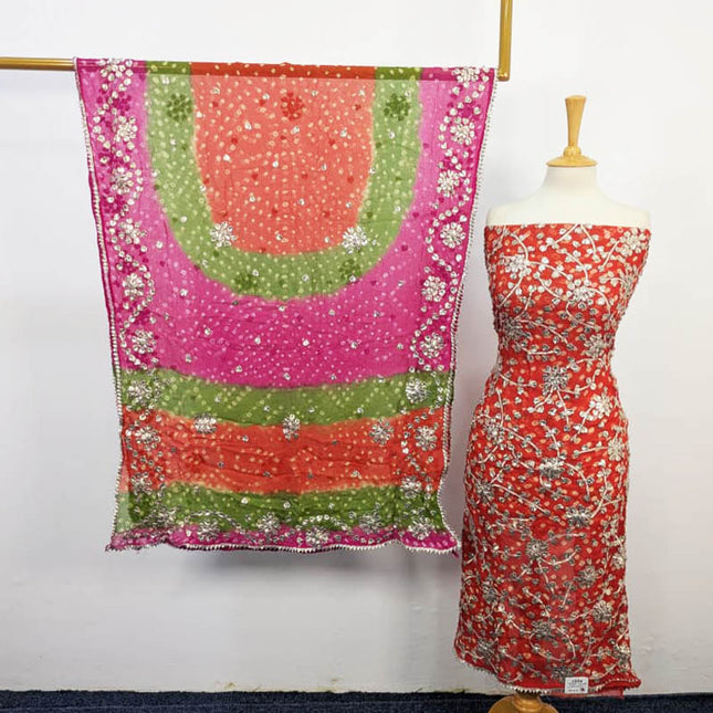 Bamber Chiffon With Chunnri And Gotta Work 2PC Unstitched