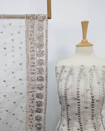 Handmade Dyeable  Organza Gotta Work Frock 2PC Unstitched